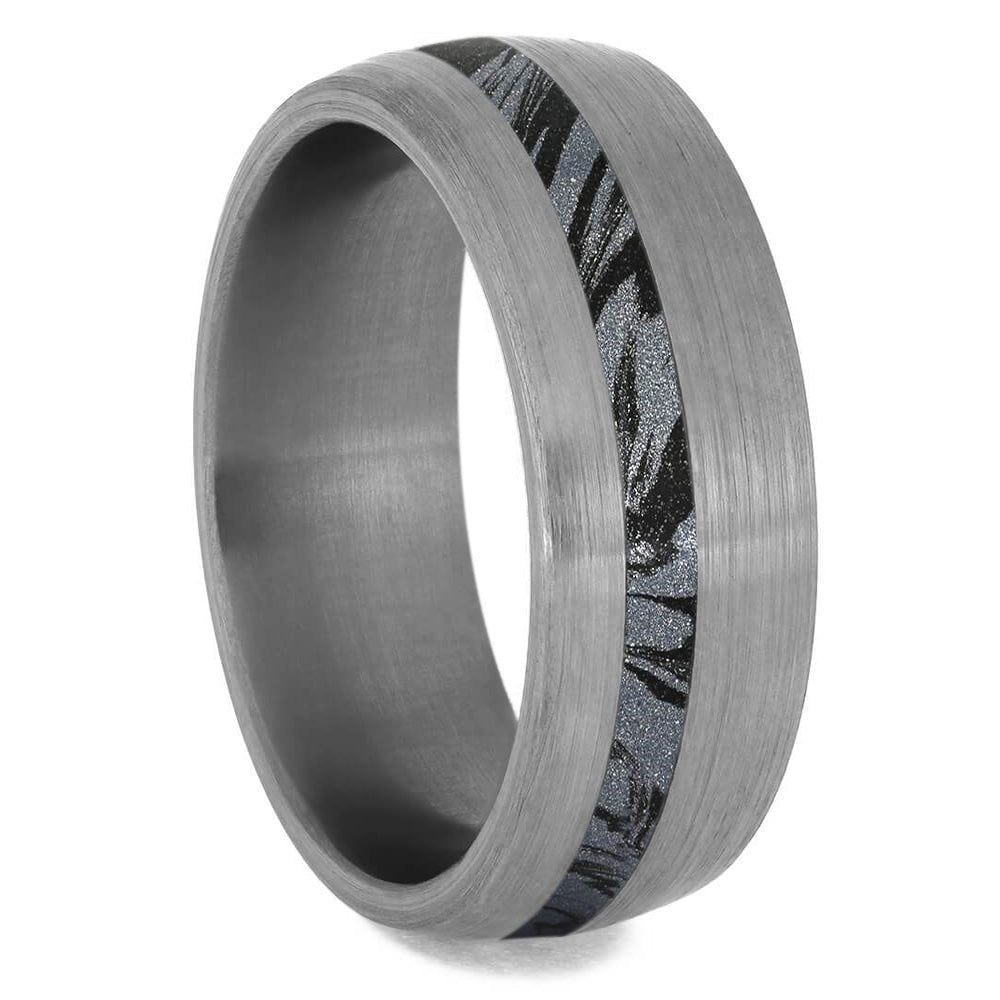 Cobaltium Mokume Gane & Brushed Titanium Wedding Band - Jewelry by Johan
