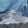 Meteorite Wedding Ring For Men With Black Pinstripes