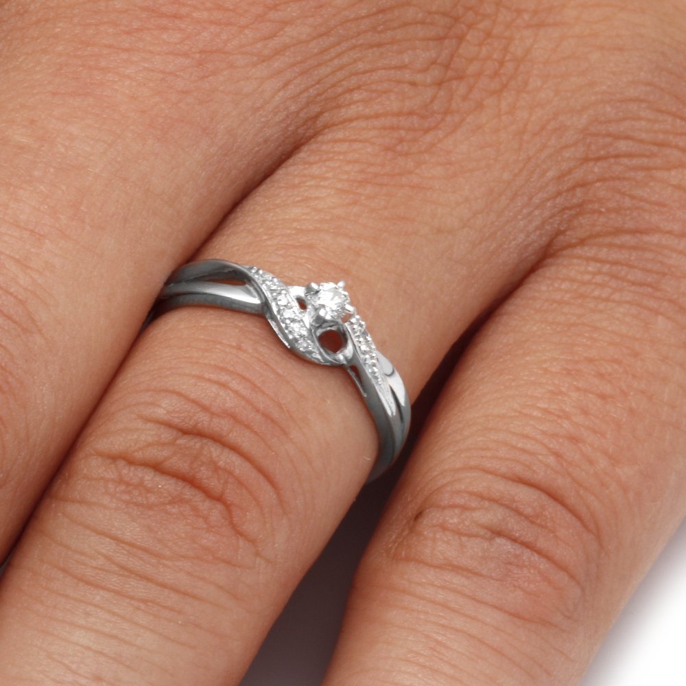 Diamond Engagement Ring, Silver or Gold