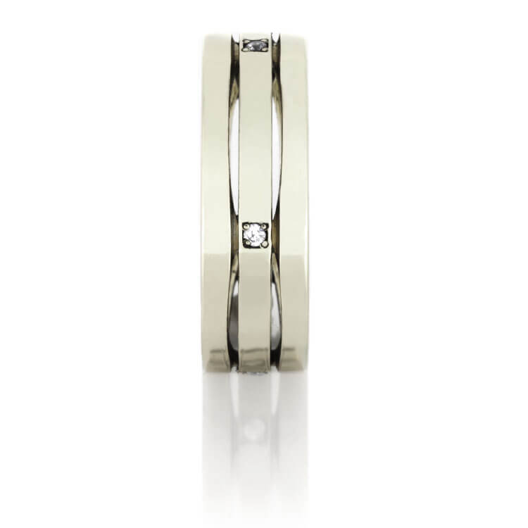 Diamond Wedding Band, White Gold Stacked Ring-DJ1002WG - Jewelry by Johan