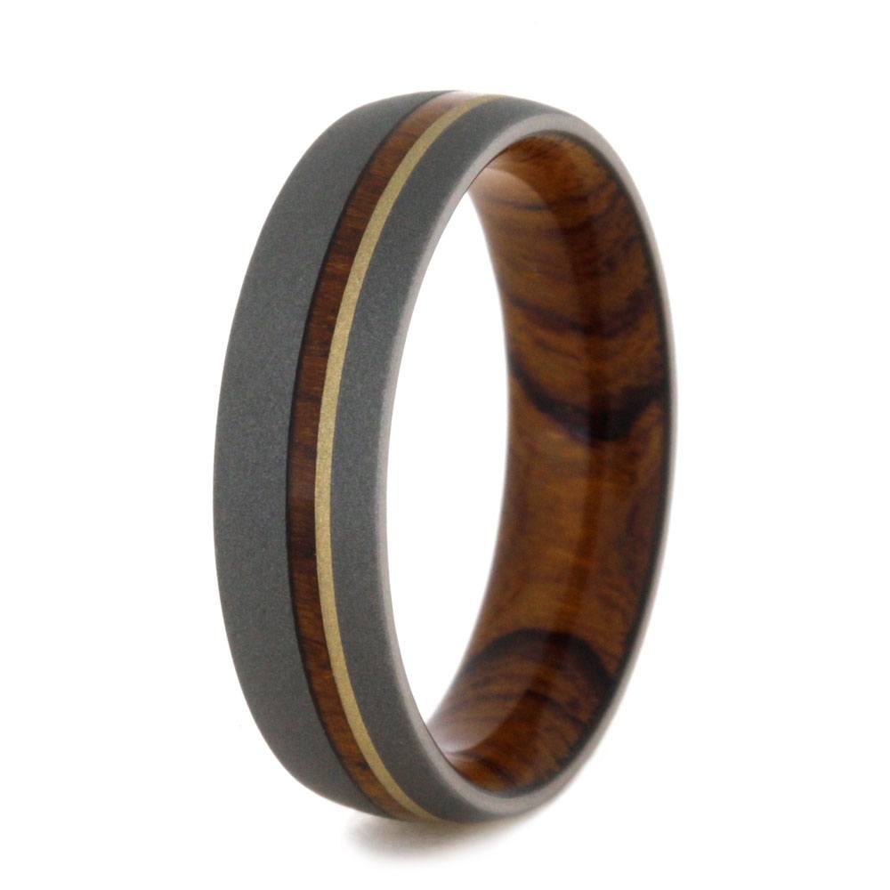 Titanium Wedding Band With Ironwood and Yellow Gold-3166 - Jewelry by Johan