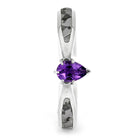 Purple Amethyst Engagement Ring With Gibeon Meteorite In Sterling Silver-2708 - Jewelry by Johan