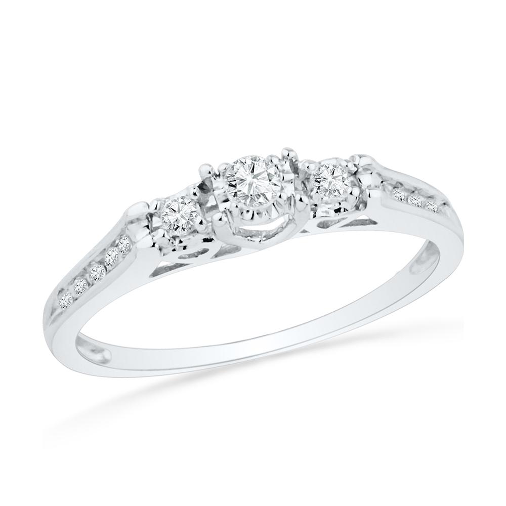 Three Stone Round Cut Diamond Engagement Ring - Jewelry by Johan