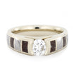 Forever One Moissanite Ring with Dinosaur Bone and Meteorite-3163 - Jewelry by Johan