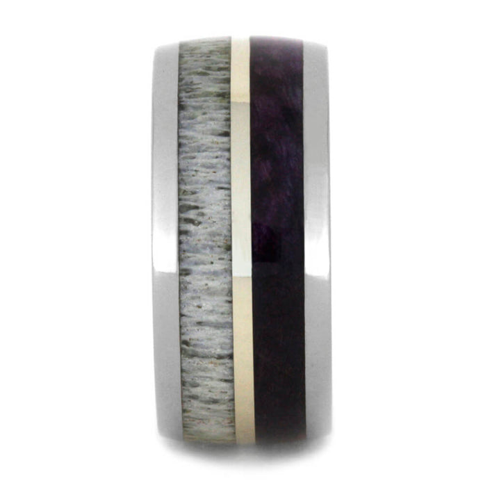 Purple Wood And Antler Wedding Band-2352 - Jewelry by Johan