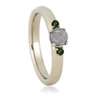 Meteorite Stone Engagement Ring With Moldavite Accents, White Gold Ring-2635 - Jewelry by Johan
