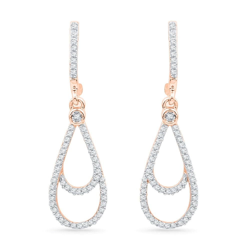 Pink Gold Diamond Dangle Earrings-SHEF018189 - Jewelry by Johan