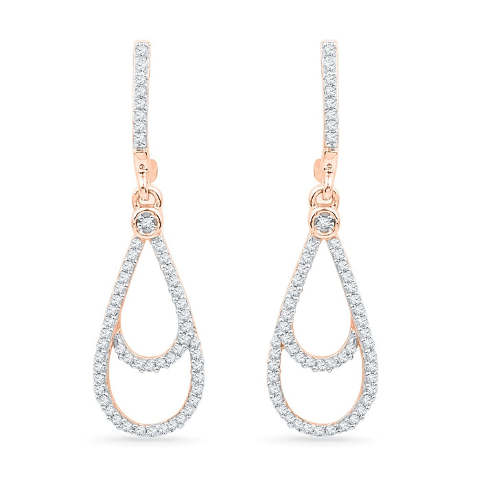 Pink Gold Diamond Dangle Earrings-SHEF018189 - Jewelry by Johan