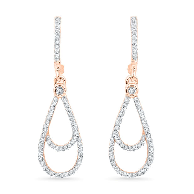 Pink Gold Diamond Dangle Earrings-SHEF018189 - Jewelry by Johan
