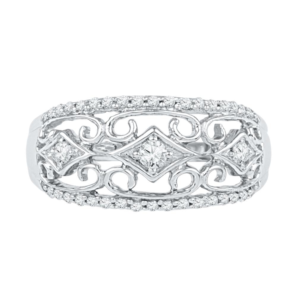 Vintage Style Diamond Ring, Silver or White Gold-SHRF029310 - Jewelry by Johan