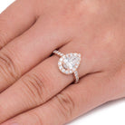 Pear Shaped Moissanite Engagement Ring, Diamond Halo Ring In Rose Gold-2309 - Jewelry by Johan