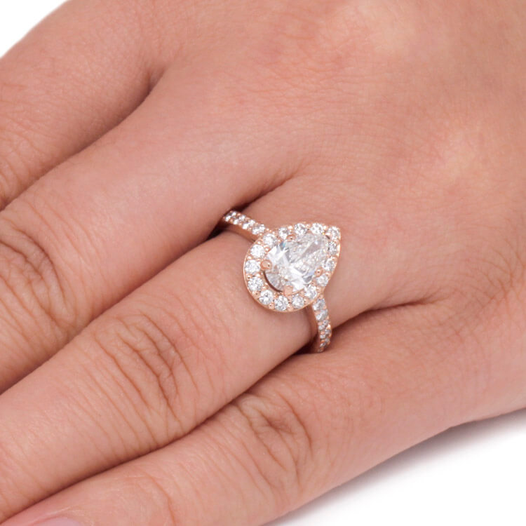 Pear Halo Rose Gold Engagement Ring
