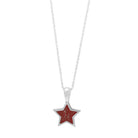 Sterling Silver Star Shaped Pendant Necklace With Red Stardust™-2425-RD - Jewelry by Johan