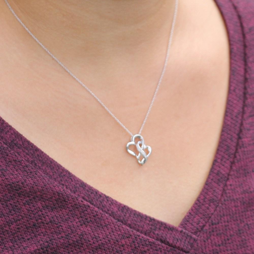 Double Heart Infinity Necklace, Silver or White Gold-SHPH017911AAW - Jewelry by Johan