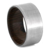 Brushed Titanium Wedding Band With An Ironwood Sleeve