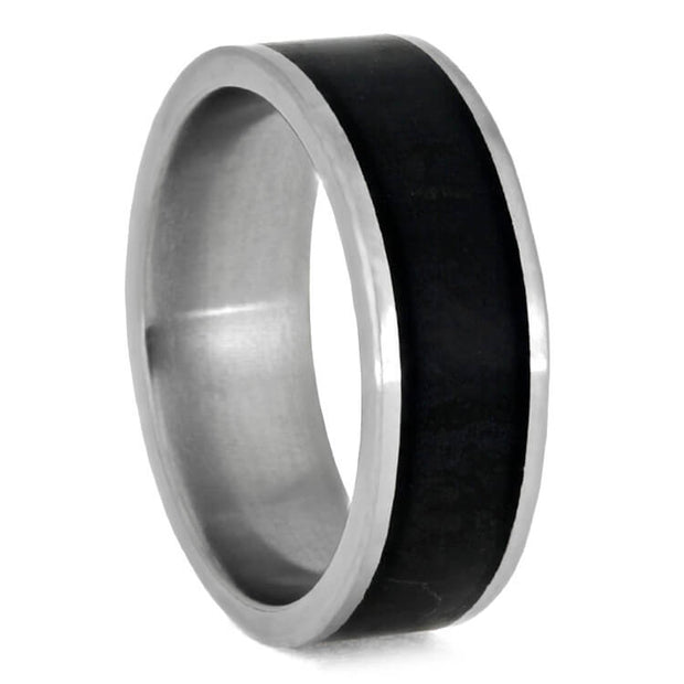 Black Jade Wedding Band, Matte Titanium Ring, Stone Jewelry-3646 - Jewelry by Johan