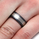 Black Ceramic Wedding Band With Titanium Inlay-2972 - Jewelry by Johan