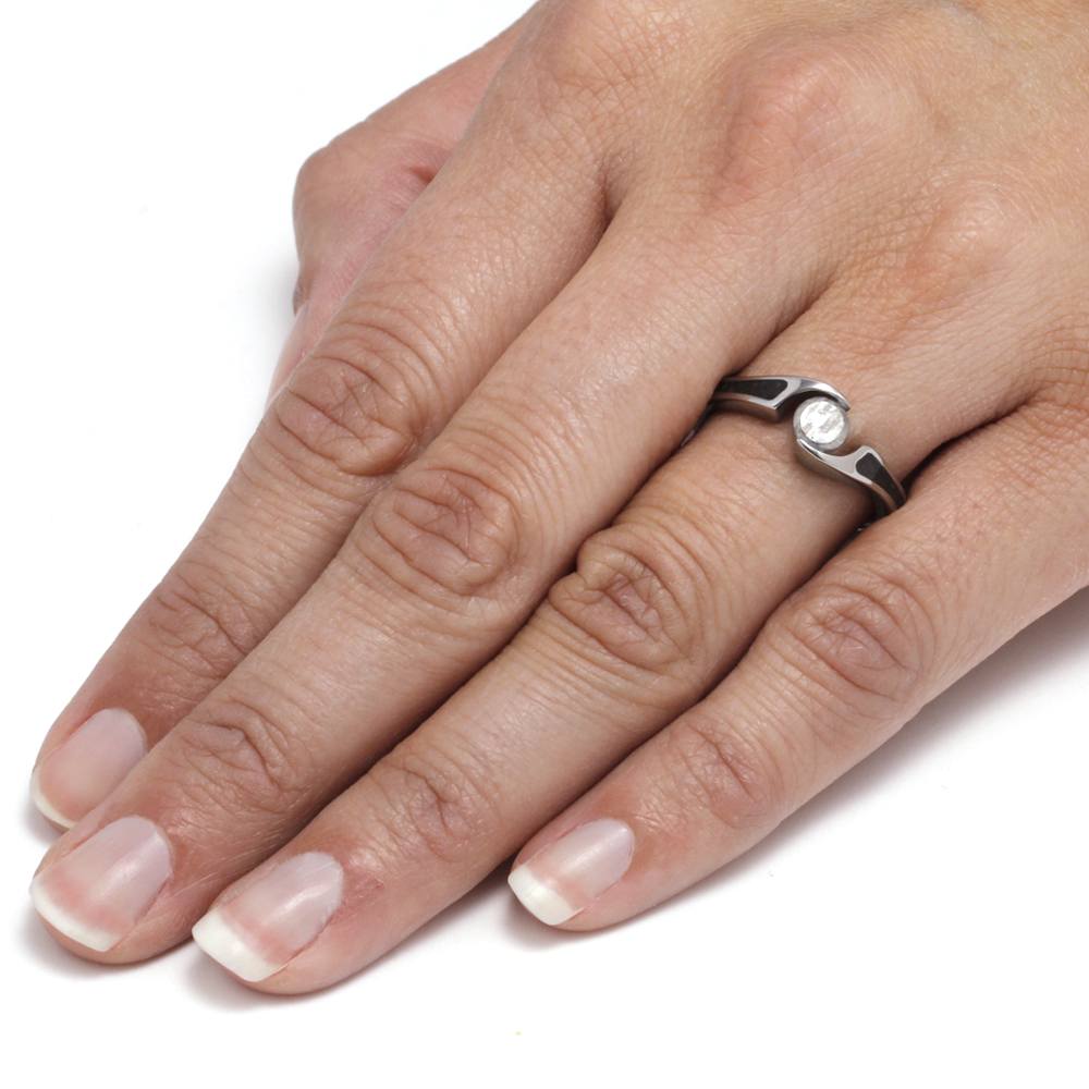 Meteorite Engagement Ring, Dinosaur Bone Ring In Titanium-3476 - Jewelry by Johan