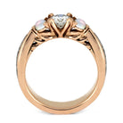 Rose Gold Engagement Ring With Meteorite, Moissanite, And Moonstones-3721 - Jewelry by Johan