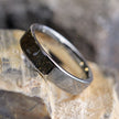 Dinosaur Bone Ring With Meteorite, Two Partial Inlays, Titanium Band-3340 - Jewelry by Johan
