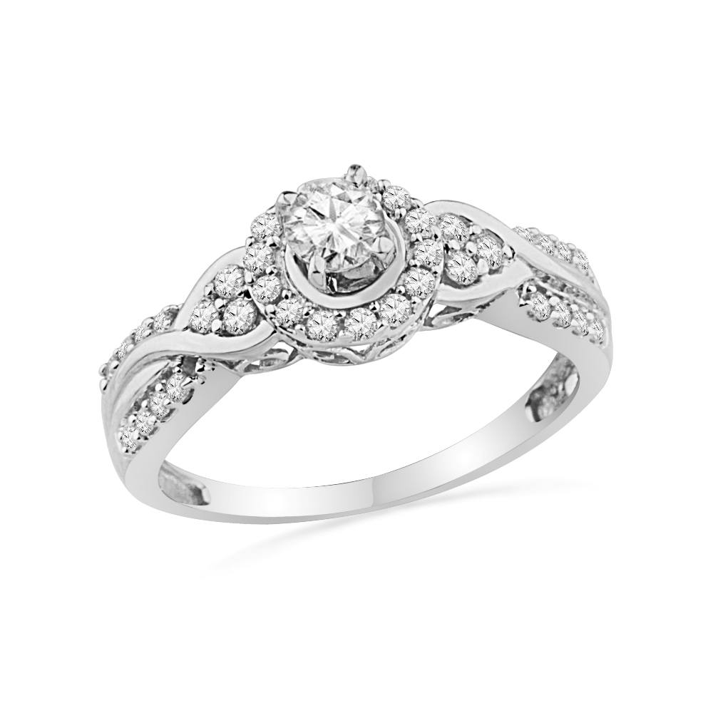 Unique Diamond Engagement Ring in Sterling Silver-SHRE014293-SS - Jewelry by Johan