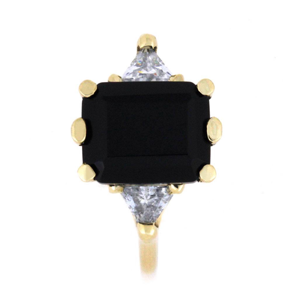 Onyx Engagement Ring with Triangle CZs in Yellow Gold-2962 - Jewelry by Johan