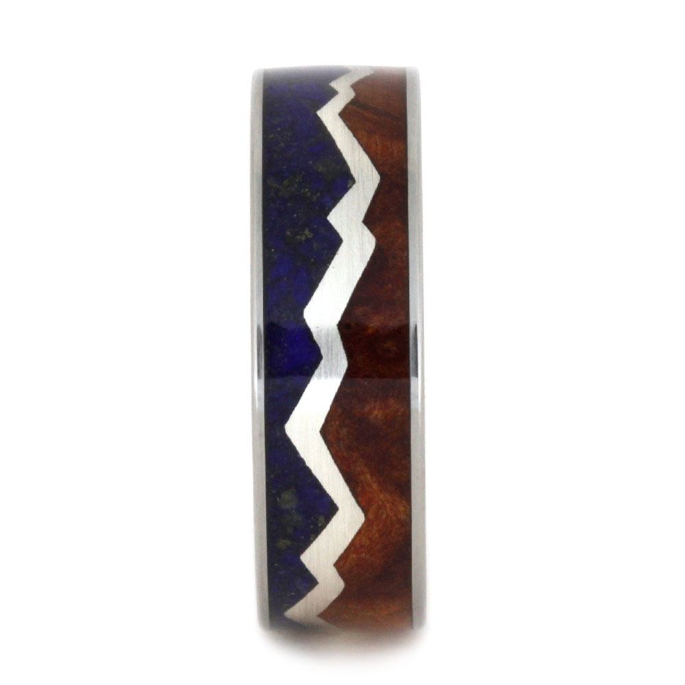Mountain Ring with Lapis and Redwood Split by Sterling Silver-2826 - Jewelry by Johan