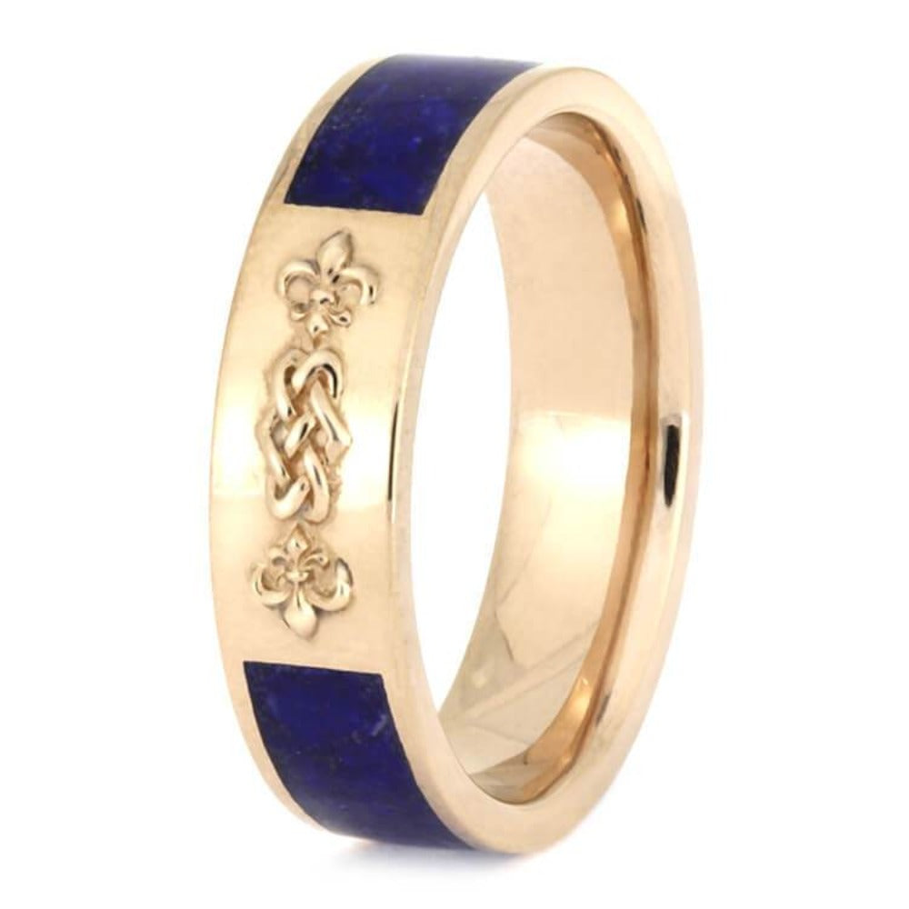 Celtic Knot Wedding Band, Lapis Lazuli Ring With Rose Gold-2641 - Jewelry by Johan