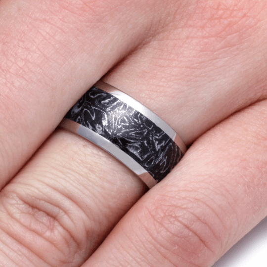 Black And White Composite Mokume Gane Ring With Titanium Band-2265 - Jewelry by Johan