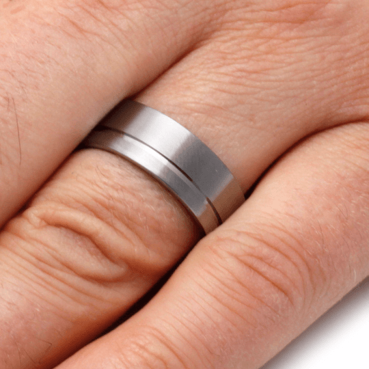 Titanium Ring with Mahogany Wood Sleeve-2155 - Jewelry by Johan