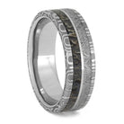 Damascus Steel Man's Ring, Meteorite And Dinosaur Bone Wedding Band-3615 - Jewelry by Johan