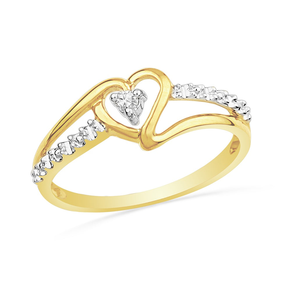 Double Heart Love Ring In Solid 14k Yellow Gold - Walmart.com