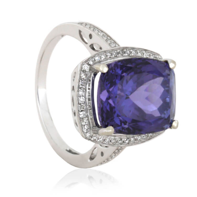 Rare Violet-Blue Tanzanite Engagement Ring With Diamonds