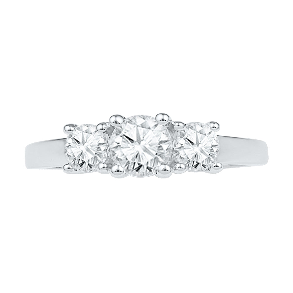Three Stone Diamond Engagement Ring, White Gold-SHRT100993-10K - Jewelry by Johan