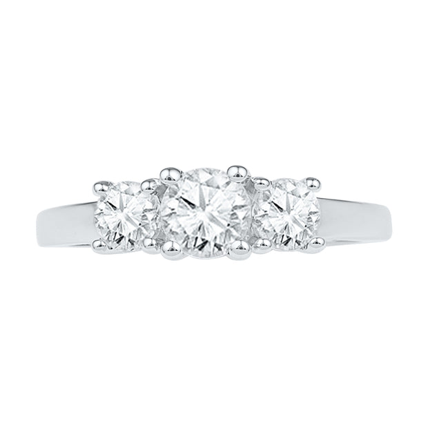 Three Stone Diamond Engagement Ring, White Gold-SHRT100993-10K - Jewelry by Johan