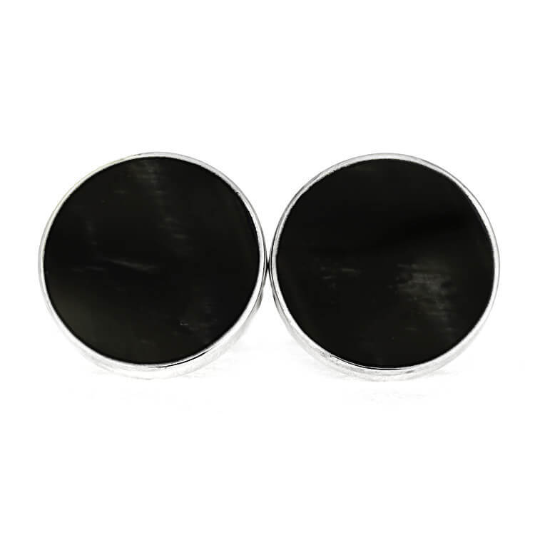 Round Springbok Horn Cuff Links In Sterling Silver
