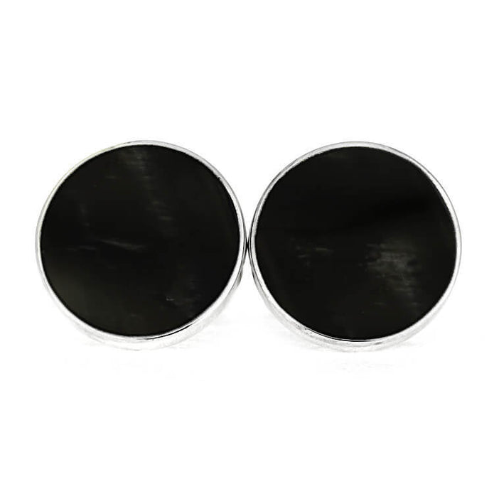 Round Springbok Horn Cuff Links In Sterling Silver