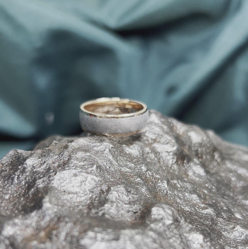 Solid Gold Meteorite Men's Wedding Band