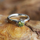 Peridot Engagement Ring with Diamond Lotus and Black Ash Burl-3402 - Jewelry by Johan