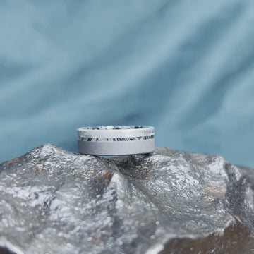 Mokume Wedding Band, Meteorite Ring with Sandblasted Finish