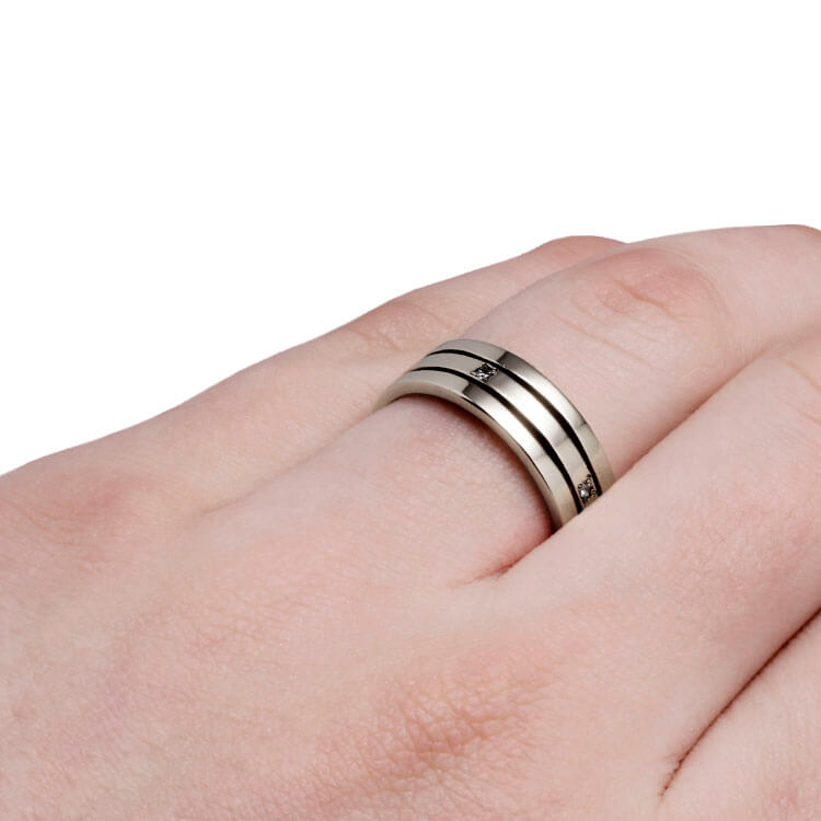 Diamond Wedding Band, White Gold Stacked Ring-DJ1002WG - Jewelry by Johan