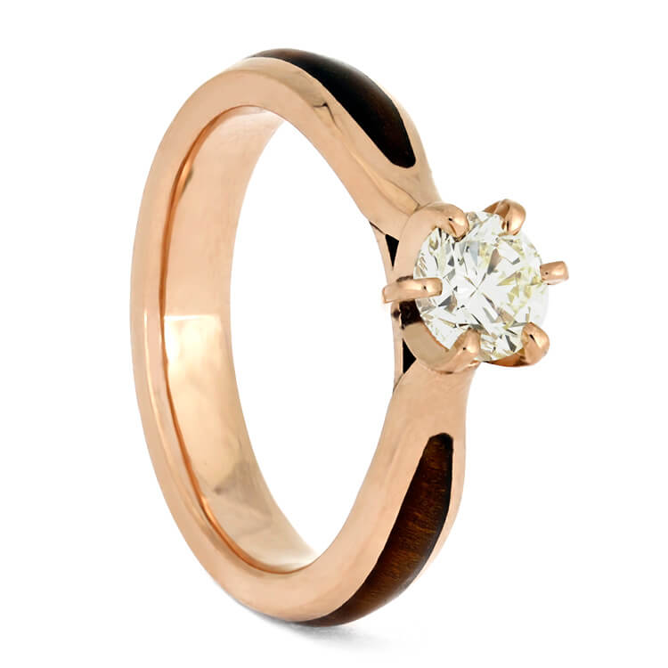 Diamond Solitaire Engagement Ring In Rose Gold With Ironwood-3686 - Jewelry by Johan