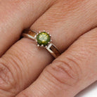 Peridot Engagement Ring with Diamond Lotus and Black Ash Burl-3402 - Jewelry by Johan