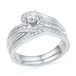 Sterling Silver Diamond Swirl Engagement Ring Set-SHRB018330-SS - Jewelry by Johan