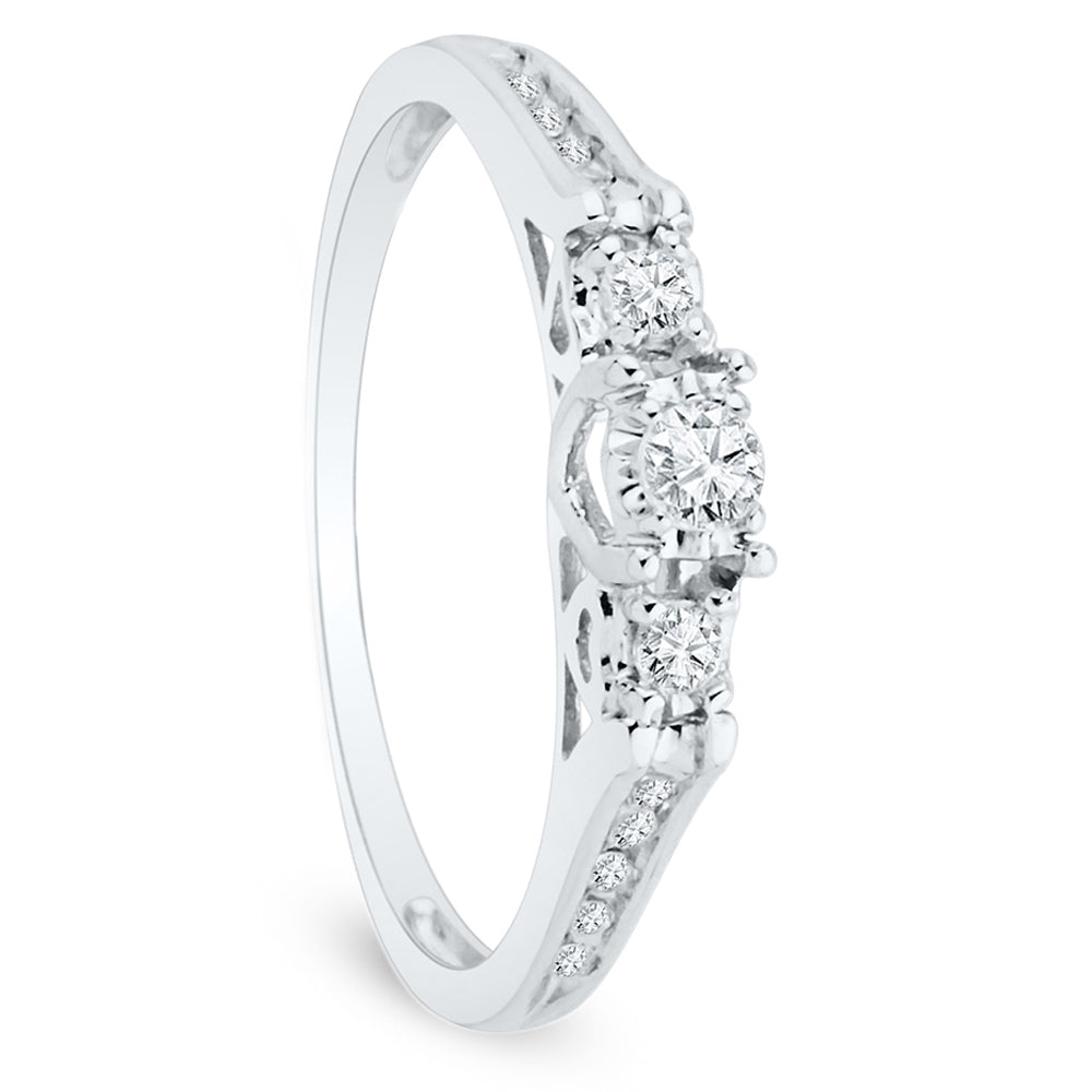 Three Stone Engagement Ring in Sterling Silver-SHRP013774-SS - Jewelry by Johan