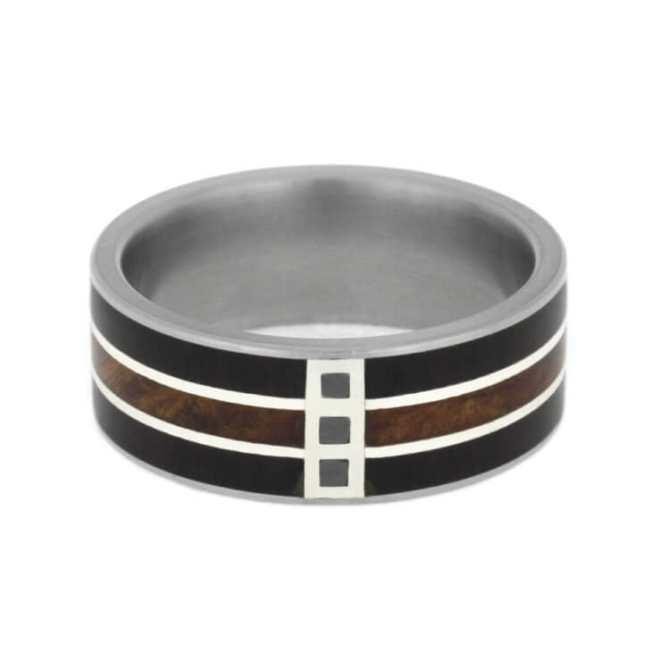 Black Diamond Wedding Band With Blackwood And Redwood-3640 - Jewelry by Johan
