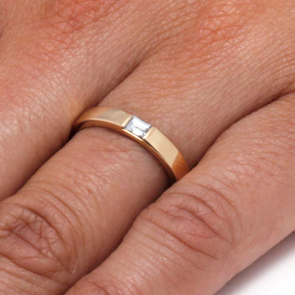 Baguette Diamond Engagement Ring in Yellow Gold-3403 - Jewelry by Johan