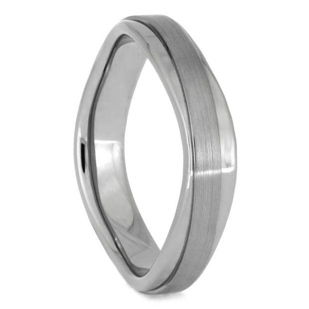 Wavy Titanium Ring, Brushed And Polished Custom Wedding Band, Curvy Handmade Jewelry-2513 - Jewelry by Johan