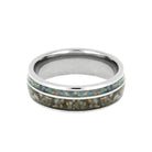 Horse Hoof Ring, Titanium Ring With Opal Inlay, Pet Memorial Jewelry-2724 - Jewelry by Johan