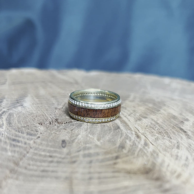 Diamond Eternity Wedding Band With Mahogany Wood